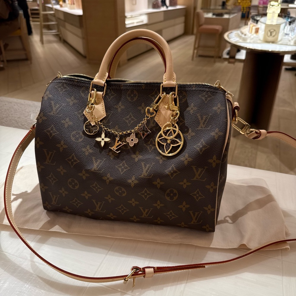 Louis Vuitton Brown Tan Satchel with Monogram